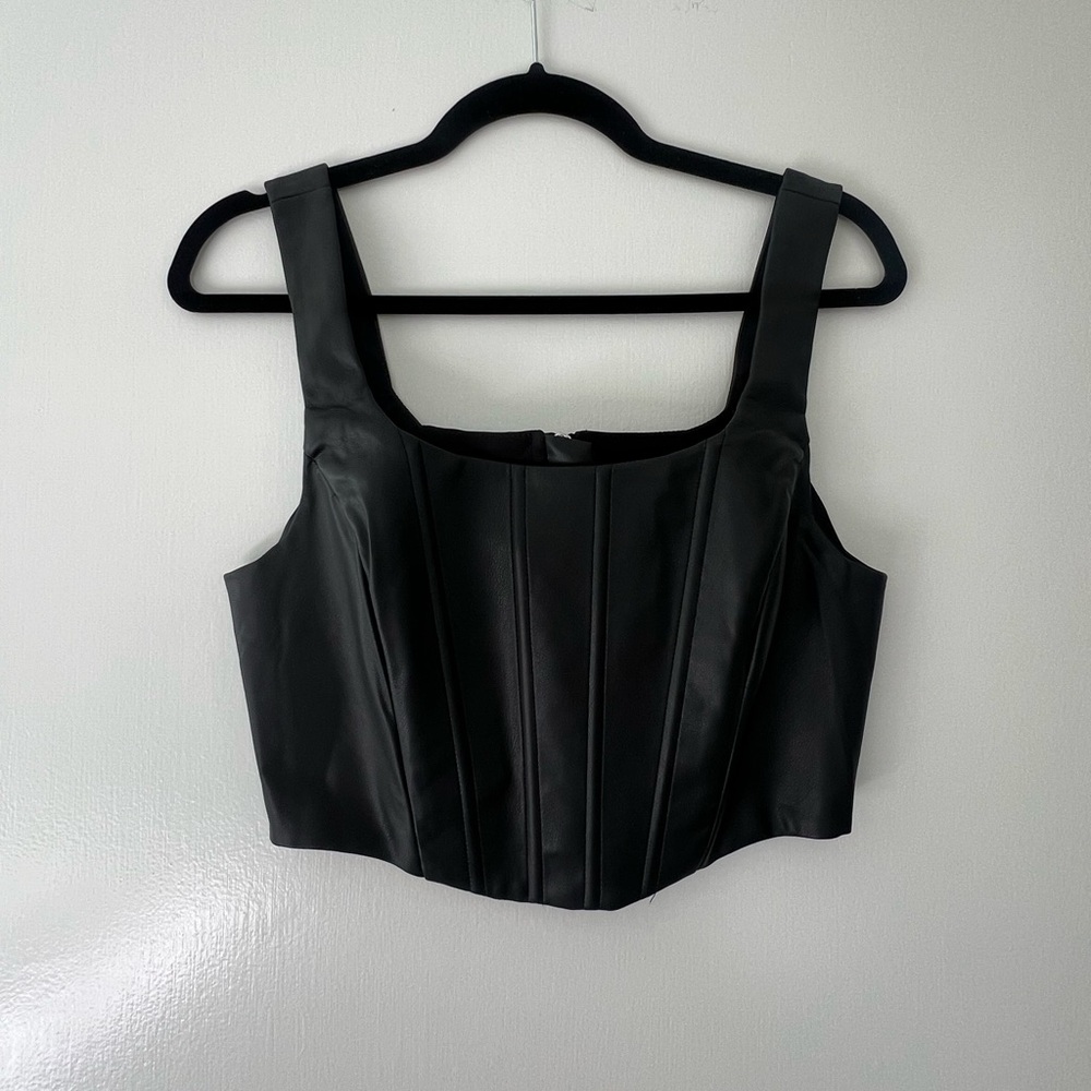 Mango Faux Leather Corset